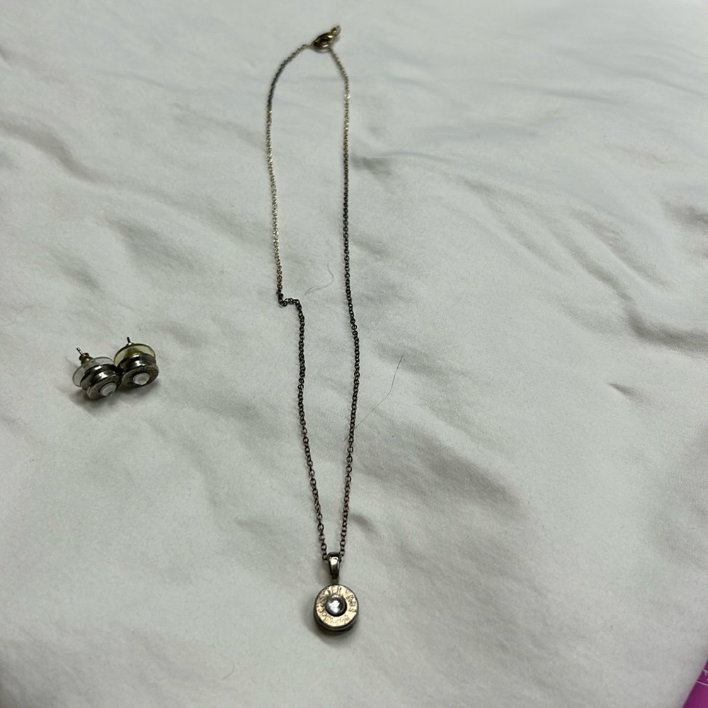 Necklace and earrings set Winchester 40 S&W sterling silver necklace